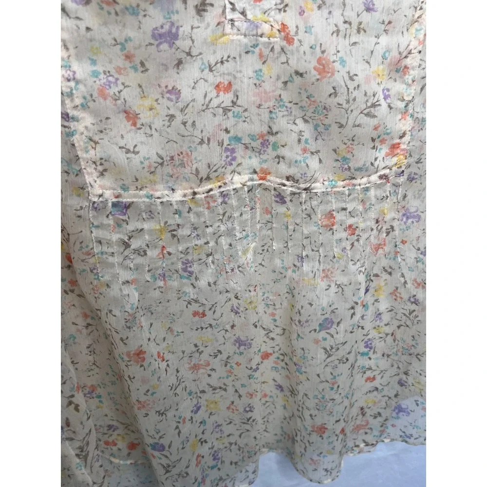 Lauren Ralph Lauren XL Floral Silky Feminine English Garden Peasant Blouse Sheer